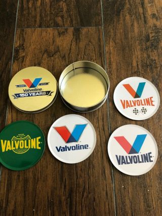 Valvoline Motor Oil Set Of Coasters In A Tin 150 Year Commemorative Set.