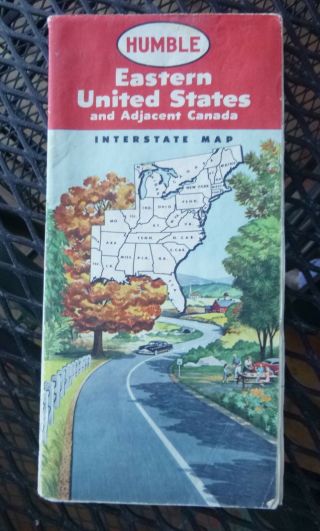 1957 Eastern United States Road Map Humble Oil Gas