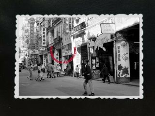 1950s Vintage Hong Kong Photo B&w Women Street Shop Christmas Santa Claus 197