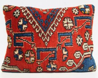 24 " X18 " Vintage Anatolian Turkish Pillow Handmade Rectangle Carpet Rug Pillow