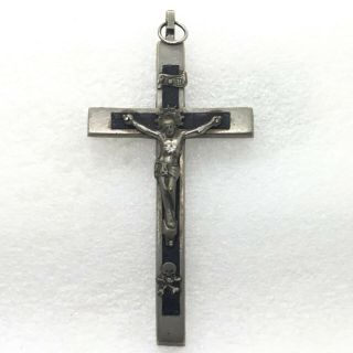 Vintage Antique Early Pectoral Crucifix Skull Cross Bones Jesus Prayer Catholic