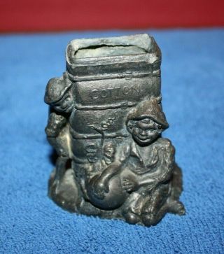 Antique Black Americana Cast Iron - Two Boys With A Bale Of Cotton - - Rare