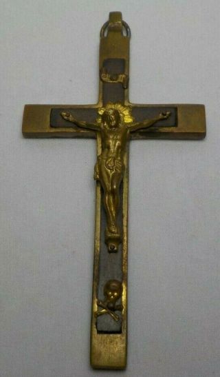 Vintage Brass Crucifix Cross Jesus Christian Religious 4 1/4  France