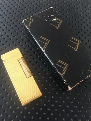 Vintage Gold Plated Dunhill Rollagas Lighter Made In Switzerland With Velvet Bag