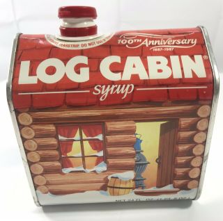 Vintage Log Cabin Syrup Tin 100th Anniversary 1887 - 1987 Retro Tin General Foods