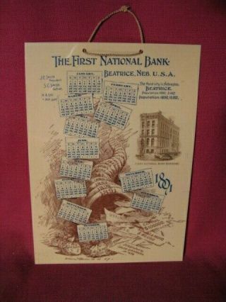 1891 Celluloid Calendar The First National Bank Beatrice Nebraska