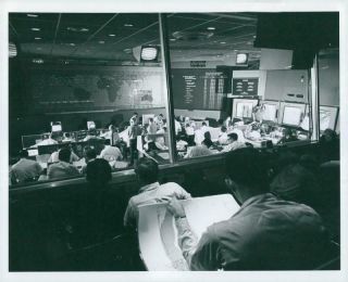 Vintage Photograph Of Flight Manager In Mission Control Center During Gt - 3 Simul