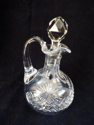 Antique Vtg Clear Cut Crystal 6 " Oil Or Vinegar Serving Cruet Decanter Pitcher