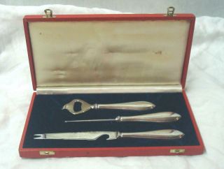 Vintage Cartier Sterling Silver 3 - Piece Boxed Bar Set,  Cocktail Tools.