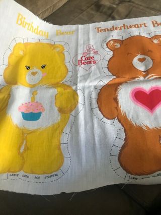 Care Bears 1983 Fabric Panel Cut N Sew Pillow Tenderheart Birthday Cheer Teddy