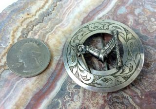 Vintage Sterling Scottish Kilt Pin,  Clan Badge Arm And Dagger Grieve Family