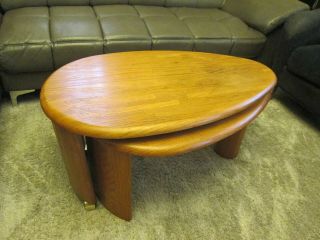 Vtg Double Mcm Guitar Pick End Table Heywood Wakefield ? Light Wood Color Maple