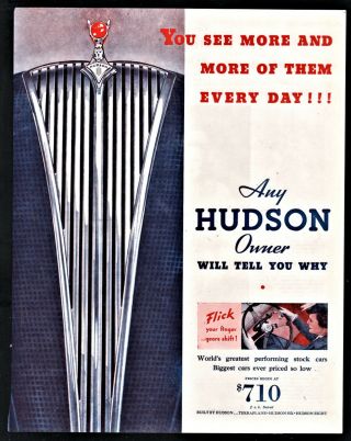 1936 Hudson Vintage Antique Car Print Ad Large Image Of Grill Great Garage Decor