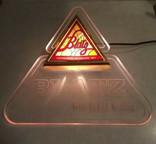 Blatz Lighted Beer Sign Bar Light Illuminated 14.  5” Triangle,  Embosograph Usa