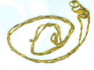 Vintage H916 22k Yellow Gold Singapore Link Necklace With " S " Clasp 20 - 3/8 " 2.  7g