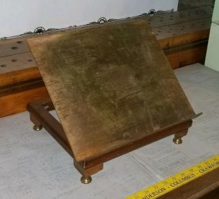 Vintage Oak & Brass Book Rest,  Table Top Music Stand,  Lectern,  Wedding Seating