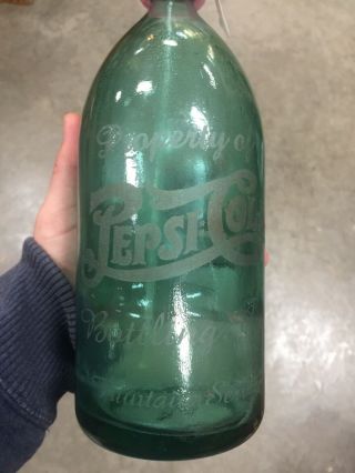 Vintage Pepsi Cola Blue Seltzer Bottle Rare