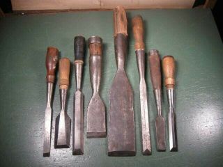 Old Vintage Woodworking Tools Fine Chisels Group All Types W/ Slick