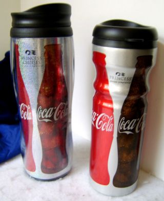 Coca Cola / Princess Cruise Aluminum Bottle With Lid & Insulated Travel Mug