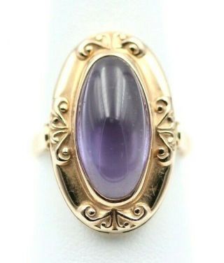Vintage 14k Rose Gold 4.  0 Ct Oval Cabochon Color Change Sapphire Ring 673b - 5