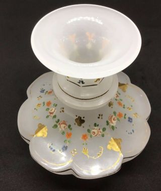 Vintage Opaline Vase Perfume With Enamel And Gilt Floral Design