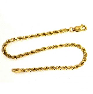 14k Yellow Gold Rope Chain Bracelet 5.  1g Estate Vintage 7 1/4 " Antique Womens