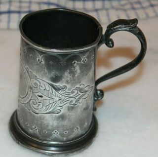 Old Silver Plated 1/2 Pint Ale Pot C1890 - 1910