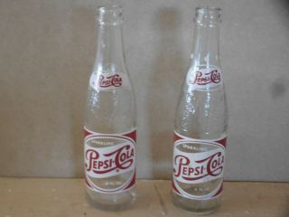 2 - Old Vintage Pepsi Cola Embossed Swirl Glass Beverages Soda Pop Bottle 8 Oz