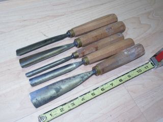5 Vintage Henry Taylor Acorn Brand Carving Chisels Solid User Tools To Restore