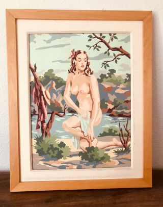 , Framed Vintage Paint By Number,  Nude,  2 Paintings
