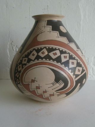Vtg Mata Ortiz Olla Art Pottery Geometric Design By Celia Lopez Polychrome Pot