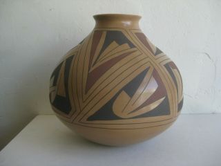 Vtg Mata Ortiz Nicolas Silveira Art Pottery Olla Geometric Design Vase Pot Big