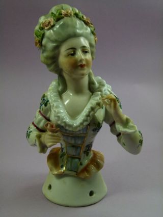 Antique German Half Doll Lady W/ Flowers By Galluba & Hofmann C.  1920/30