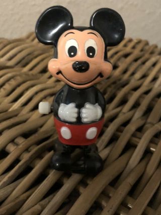 Walt Disney Productions Mickey Mouse Wind Up Toy 3.  5 " Great