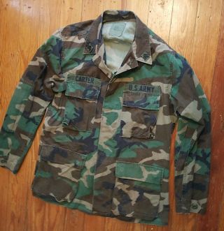 Us Military Army Hot Weather Woodland Camouflage Coat Shirt Size Small Regular