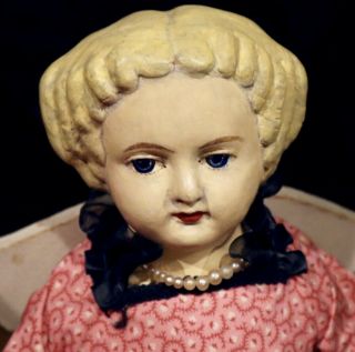 23 " Antique C1870 German Paper Mache Marked Superior Doll W/nice Outfit