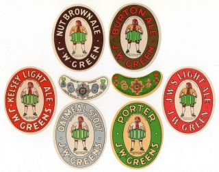 Group Of Old Uk Beer Labels - J.  W.  Green (luton)