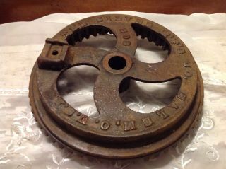 Vintage 10 " Cast Iron Geared Flywheel " The Silver Mfg Co.  Salem O.  " Steampunk