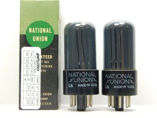 National Union 6v6gt Vintage Tube Pair Smoked Glass Nos Nib (matched 0.  7 Ma)