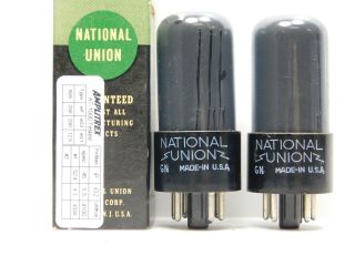National Union 6v6gt/g Vintage Tube Pair Smoked Glass Nos Nib (matched 0.  6 Ma)