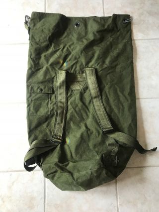 Vintage Us Army Large Military Duffle Bag Luggage Olive Green Canvas