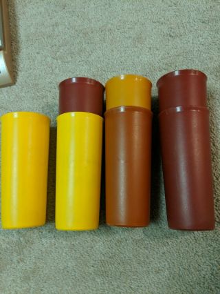 Vintage 1970’s Tupperware Set Of 7 Drinking Tumblers 12ounce