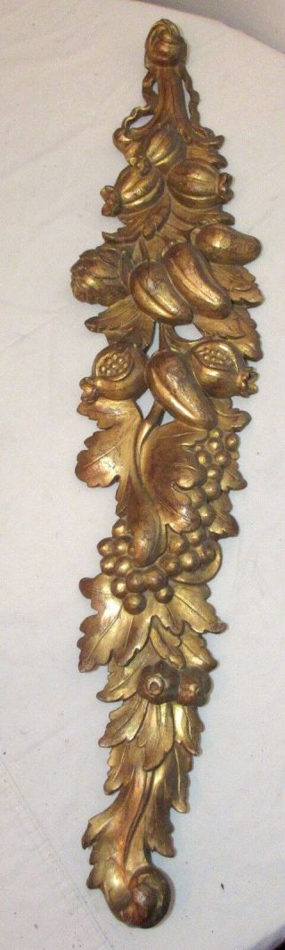 Huge Antique 19th Century Hand Carved Gold Leaf Gilt Wood Fruit Wall Sculpture