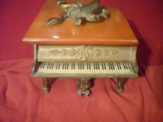 Vintage 1940s Grand Piano Swiss Music Box Bakelite Lid