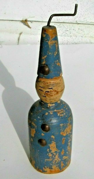 Antique Wood Toy Wind Up Noise Maker - Americana Folk Art Vintage Toy - Aged Patina