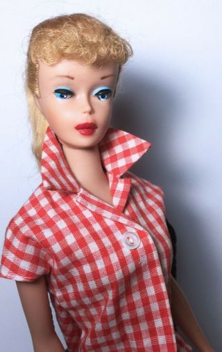 Vintage Blond Ponytail Barbie Dressed In " Picnic Set " 967 1959 - 61