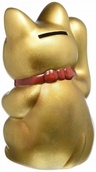 Japanese Beckoning Cat Maneki Neko Gold Piggy Bank Figurine Craftmanhouse K5245 2