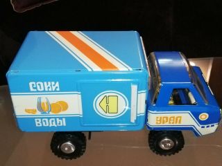 Vintage Rare Ussr Russian Mechanical Wind - Up Tin Toy Truck Ural - 1.