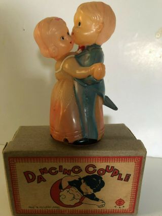 Vintage Celluloid & Tin Windup Toy Dancing Couple Occupied Japan