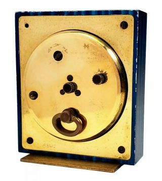 Hamilton Watch Co Vintage Art - Deco 8 - Day Desk Alarm Clock Blue Stripe Brass Case